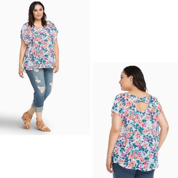 torrid Tops - TORRID | Chiffon Floral Bow Top 1X